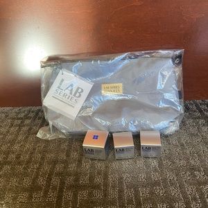 Lab Series cosmetic bag and sample creams